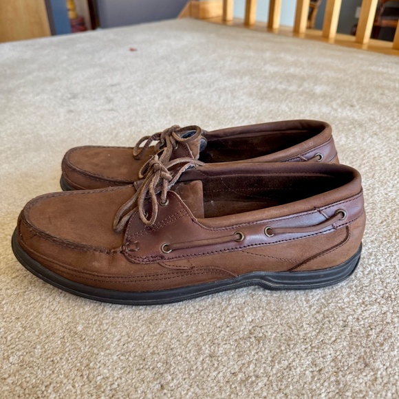 DR SCHOLLS MEN'S DK BROWN LEATHER  BOAT SHOE LACE UP SZ 13 M - Picture 5 of 7